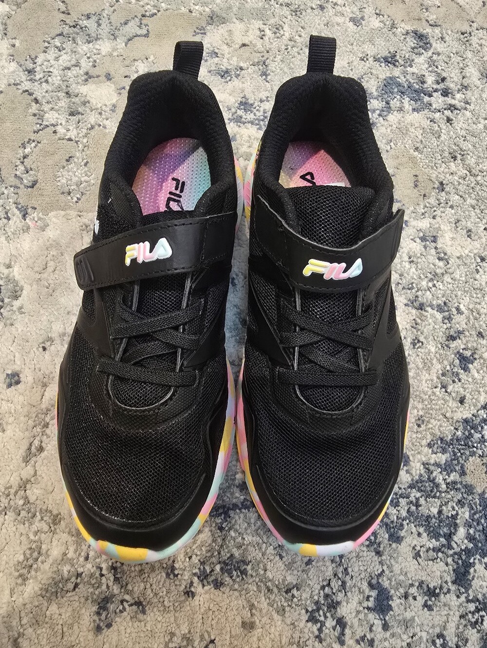 New Fila Kids Black Sneakers with Multicolor Accent - 12c